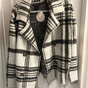 Rachel Zoe Women's Black and White Plaid Cardigan